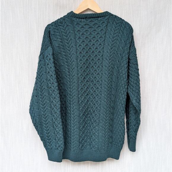 The Irish Store Aran 100% Merino Wool Knit Traditional Crew Neck Sweater, size L - Picture 2 of 7